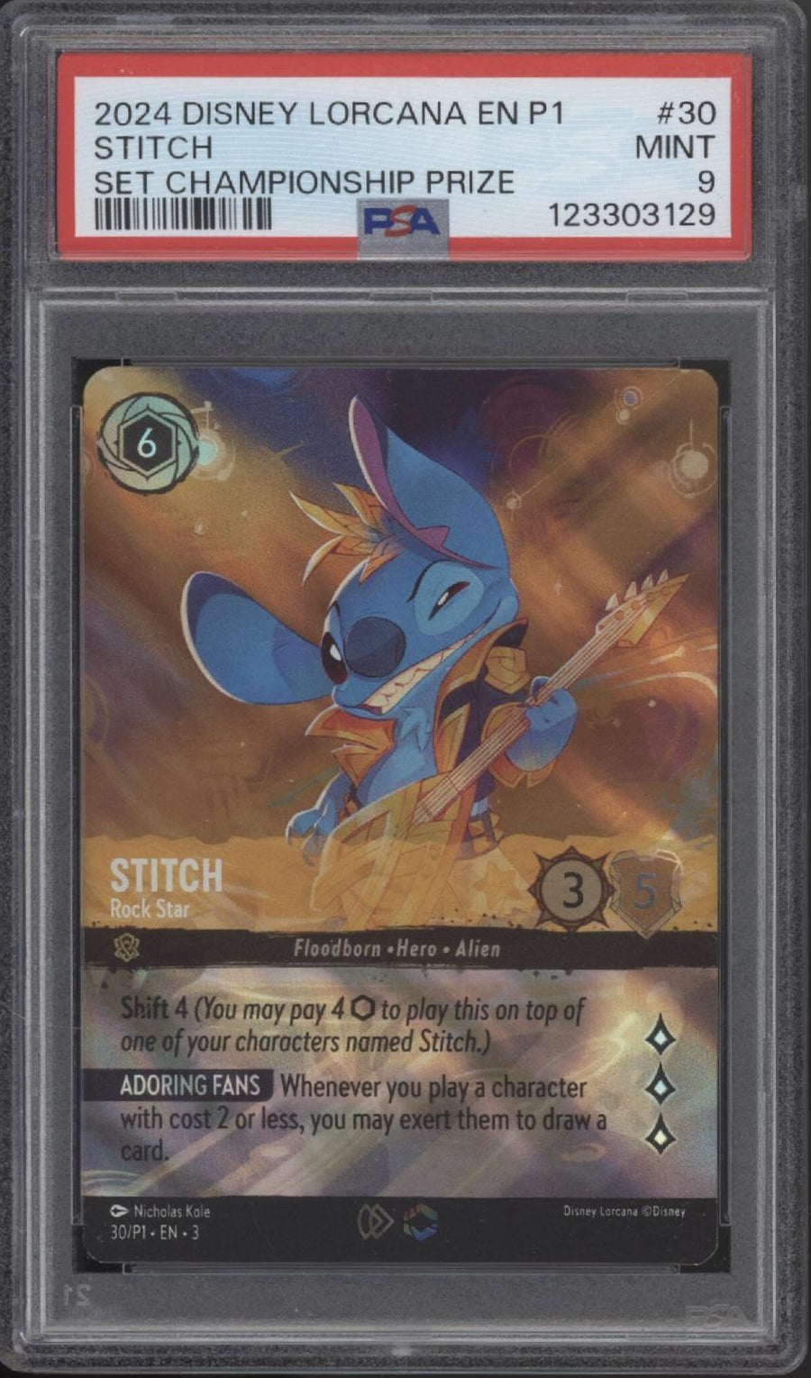 Stitch Rock Star Disney Lorcana Promo Set Championship Prize #30 PSA 9