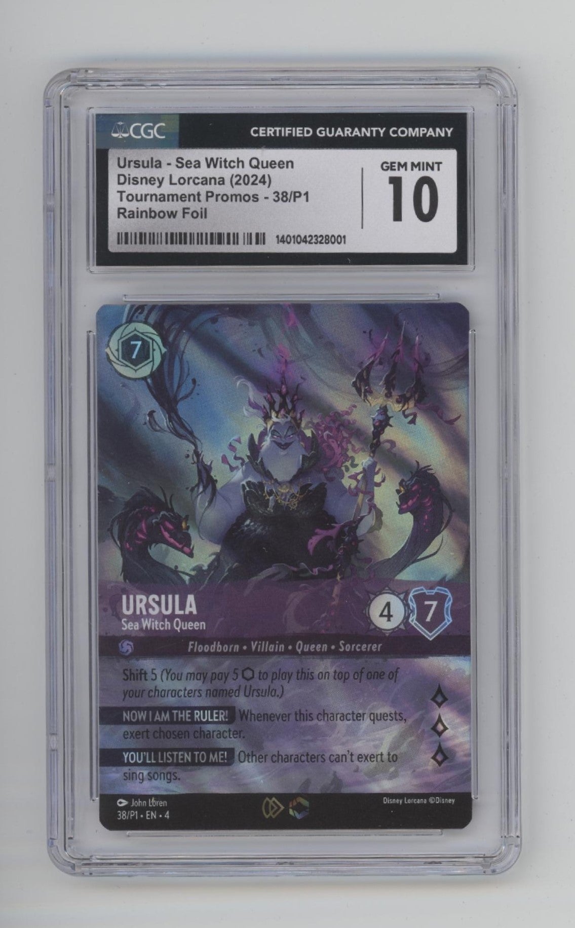 Ursula Sea Witch Queen Disney Lorcana Tournament Promos Rainbow Foil CGC 10